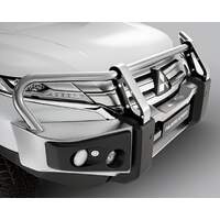 Genuine Mitsubishi Pajero Sport Alloy Front Protection Bar - Polished w/Fog Lamps