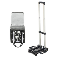 OurTime Insulated Double Compartment Cooler Bag Black Palm with Trolley